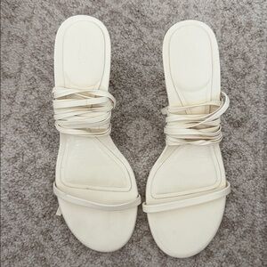 Zara Cream Off White Lace Up Strappy Heel Sandals